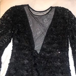 Black sequins long sleeve dress